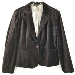 Briggs Blazer Chocolate Brown Notch Lapel Velvet Jacket Pockets Single Button 18